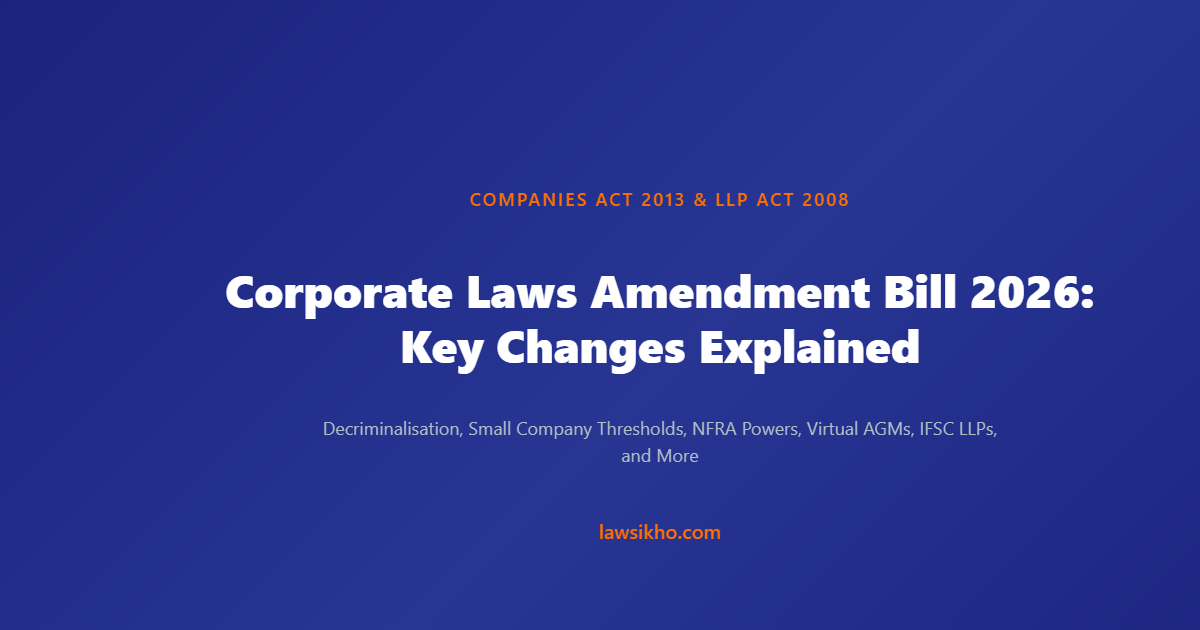 Corporate Laws Amendment Bill 2026 key changes to Companies Act 2013 and LLP Act 2008 explained | LawSikho