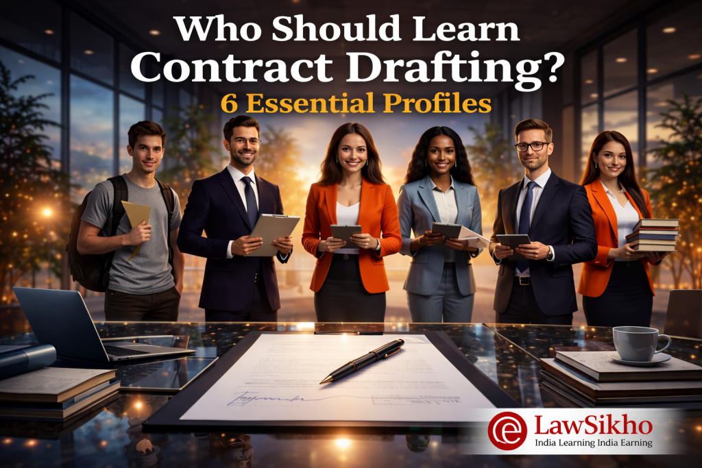 A young professionals highlighting key profiles for learning contract drafting.