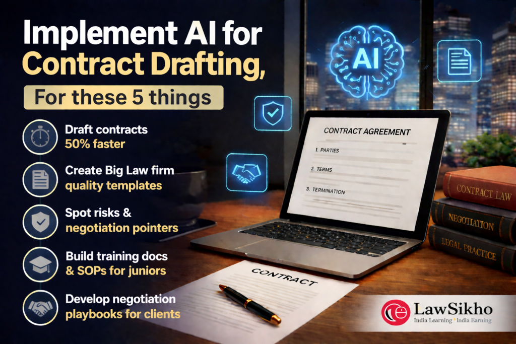 Use AI for contract drafting, to accelerate high-quality templates, draft contracts faster, spot risks, and develop negotiation playbooks for clients.