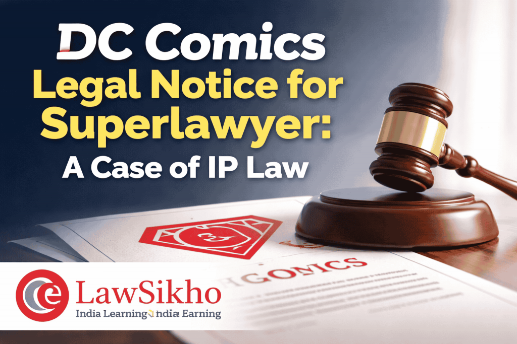 Featured image for the article on legal notice regarding DC Comics' claim over the Superlawyer logo, featuring a gavel and official documents.