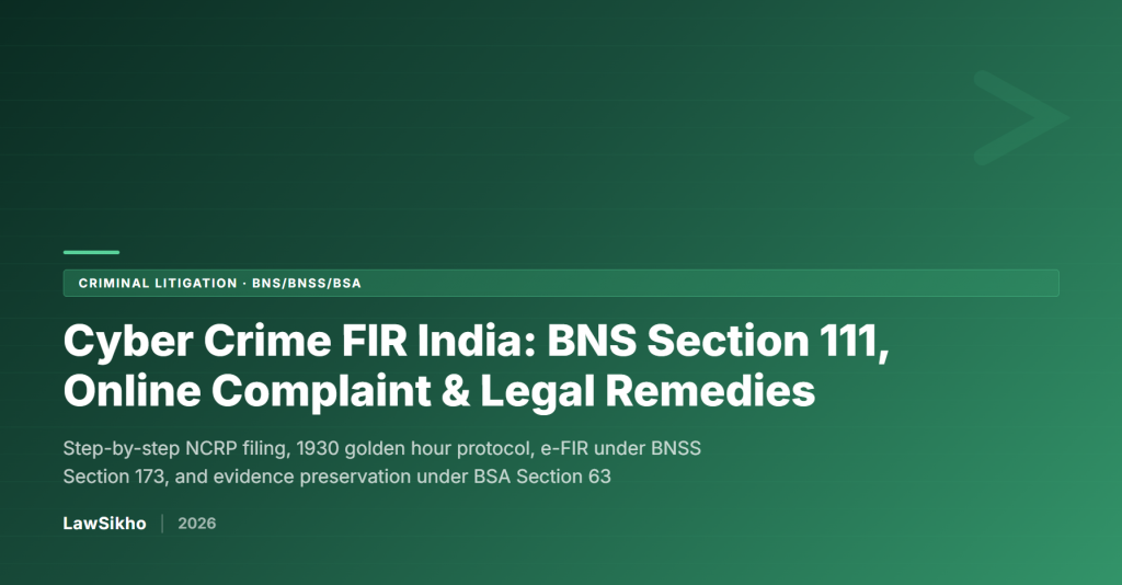 Cyber Crime FIR India 2026: How to File Under BNS Section 111, Online Complaint Process & Legal Remedies