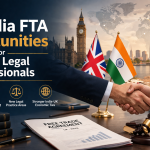 UK-India FTA opportunities for Indian legal professionals with cross-border trade and legal services illustration