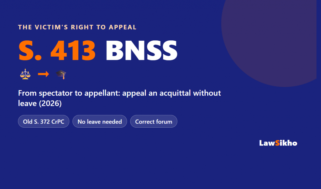 Section 413 BNSS (Old Section 372 CrPC): The Victim’s Right to Appeal Explained (2026)