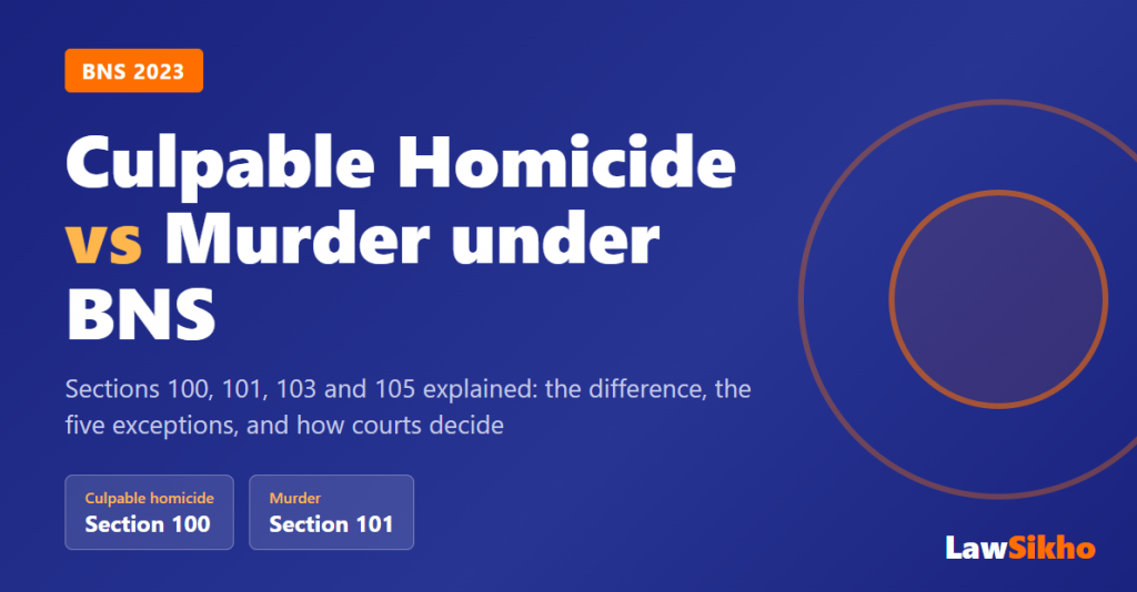 Culpable homicide vs murder under BNS: Sections 100, 101, 103 and 105 explained (2026)